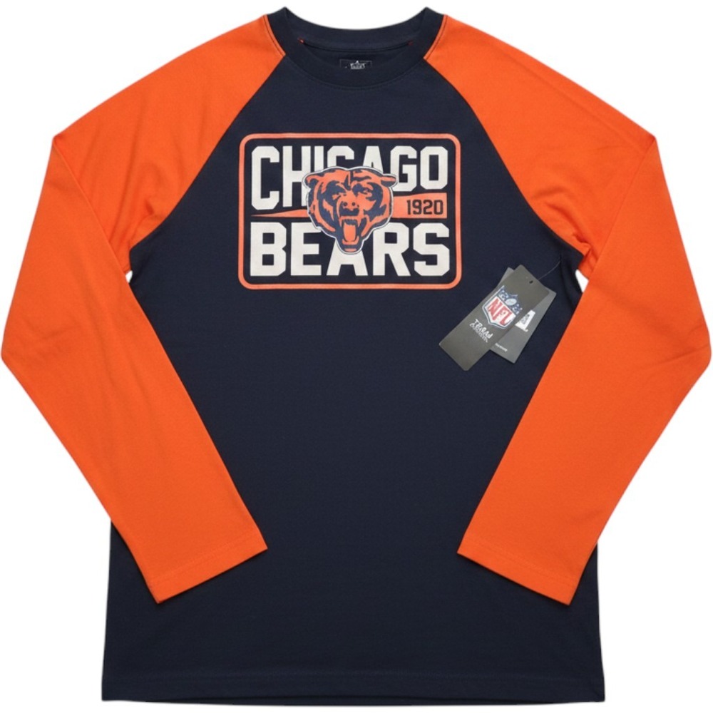 New Era Chicago Bears NFL Team Apparel Long Sleeve‎ Raglan Shirt Navy Orange S - Picture 2 of 11